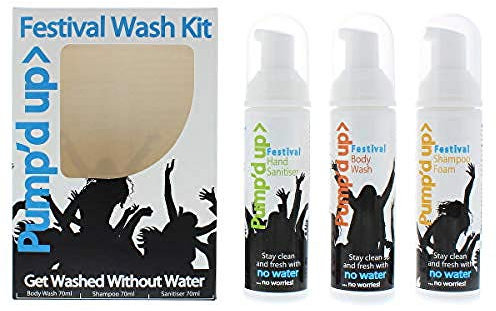 Pump'd Up Festival Wash Kit with Body Wash Shampoo Foam and Hand Sanitiser