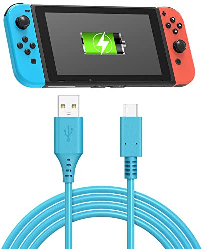 Cable de carga para Nintendo Switch/Switch Lite/Switch OLED, cable de carga de 9.8 pies para controlador PS5 DualSense/controlador Xbox, para Samsung Galaxy S9 S8 Note 8 y otros cables USB C (azul)