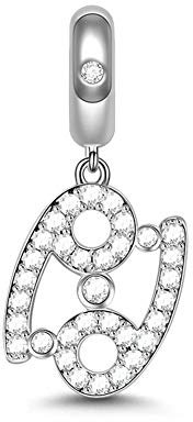 GNOCE Sternzeichen Anhänger Sterling Silber Constellation Charm mit Zirkonia für Armband/Halskette - Frauen Mädchen (Krebs)