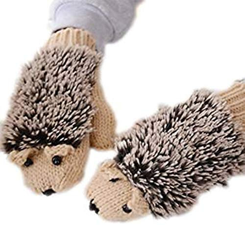 Handschuhe Damen Mädchen Igel Fäustlinge Cartoon Tier Winterhandschuhe Strick Fahrradhandschuhe Warme Dicke Fahrradhandschuhe Alltag Skihandschuhe Weihnachten