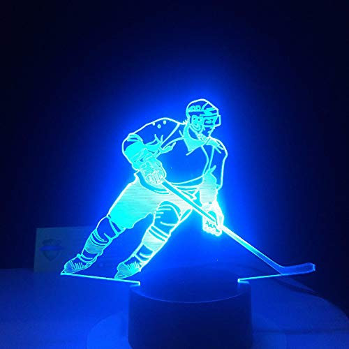 Jinson well 3D Eishockey Spieler Lampe led licht optische Illusion Nachtlicht, 7 Farbwechsel Touch Switch Tisch Schreibtisch Dekoration Lampen Acryl Flat ABS Base USB Spielzeug