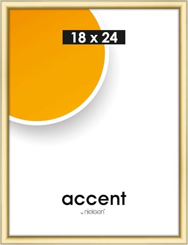 accent by nielsen Bilderrahmen, 18 x 24 cm, Kunststoff, Gold, Fotorahmen zum Auftstellen und Aufhängen im Hoch- & Querformat, Echtglas, Colorado Uni