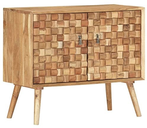 vidaXL Akazienholz Massiv Sideboard mit 2 Türen Kommode Schrank Anrichte Mehrzweckschrank Standschrank Beistellschrank Flurschrank 75x35x65cm