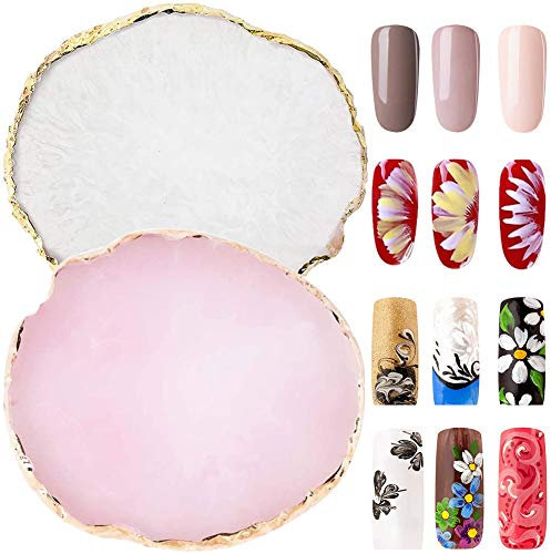 Harz Nail Art Palette, FANDE 2 Stück Gel Polish Halter, Farbmischung Pigment Platte, Palette mit Goldrand für Nagel DIY Design Nail Art