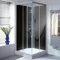 Schulte cabine de douche complète en kit 90 x 90 x 200 cm (bac de douche inclus), profilé alu-argenté, portes coulissantes en noir, verre de sécurité