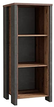 Forte Clif Regal, Holzwerkstoff, Old – Wood Vintage / Betonoptik Dunkelgru, B/H/T: 47 / 115,1 / 41,6 cm