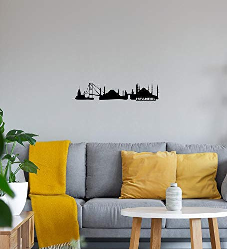 Istanbul Skyline Wandtattoo Schwarz Aufkleber 190 x 41 cm