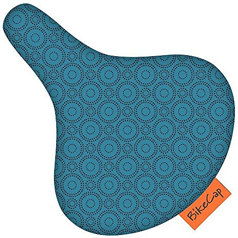 BikeCap - Fahrrad-Bezug Sattelüberzug Regenschutz Fahrradsattel-Bezug Sattelbezüge Seat-Cover Fahrrad-Sitzbezug (Petrol Circles)