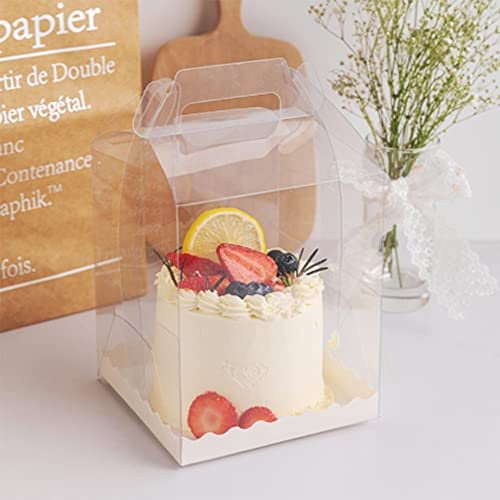 DZOZO 10Pcs Transparent Cake Box 5 Inch Heightened Clear Cake Gift Boxes 10 Packs Square Plastic Baking Box Cupcake Containers Display Boxes Carrier Cake Holder for Candy Chocolate Dessert Holder