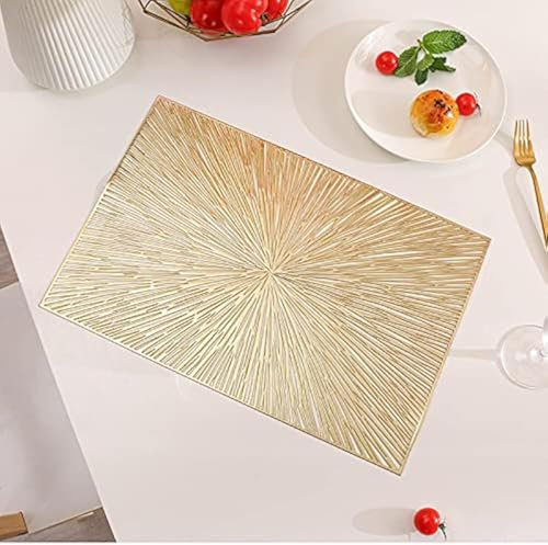 Hosoncovy 4er-Pack Feuerwerk-Tischsets Rechteckige Tischsets 4er-Set PVC-Tischsets Hohle Tischsets Hitzebeständige, rutschfeste Tischsets für Esszimmer Dekorative Tischsets (Gold)