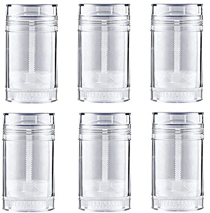 6 Stück 75ml Deo Tube Klar Leer Nachfüllbarer Behälter Runde Form Boden Füllstab Twist-Up Deo Tubes Lippenbalsam Tubes Fot DIY Travel