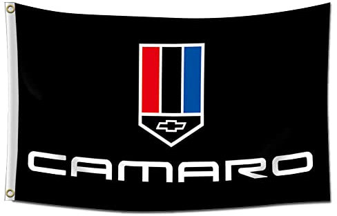 DecrPlus Camaro Banner-Flagge, 150 x 90 cm (HD-Druck, strapazierfähiges 150D-Polyester, für Garage, Männerhöhle, mit Metallöse)