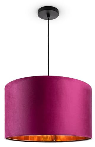 Paco Home Deckenlampe Pendelleuchte Hängelampe Wohnzimmer Esszimmer Schlafzimmer Lampenschirm Velours Industrial Samt E27 1,5m Textilkabel Kürzbar