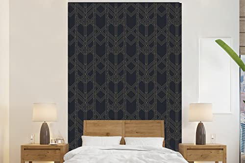 MuchoWow Papier peint Géométrique - Art déco - Noir - Or Papier peint photo 200x300 cm Papier peint imprimé