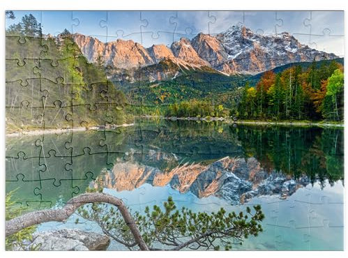 MyPuzzle Eibsee mit Wettersteingebirge und Zugspitze (2962m) - Premium 100 Teile Puzzle - MyPuzzle Sonderkollektion von Puzzle Galaxy