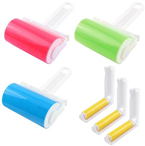 Lot de 6 Rouleaux Anti-Peluches Collant Brosse adhésive Lavable et réutilisable, Rouleaux Brosse adhésive, Rouleaux Anti Poli enlève Les Poils d'animaux Manteau pour Les Cheveux, Vêtements, Tapis
