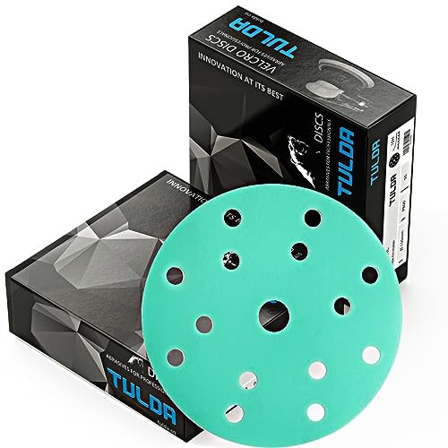 TULDA Lot de 50 disques abrasifs à Velcro P2000 pour ponceuse orbitale 150 mm 15 trous