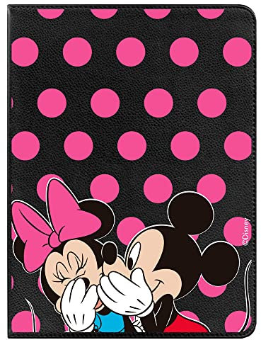 Funda para Tablet Samsung Galaxy Tab A 9,7 Oficial de Clásicos Disney Mickey y Minnie Lunares. [Funda Tablet]. [Protección contra Caídas] Giratoria 360 Grados [FUNCIÓN Soporte].