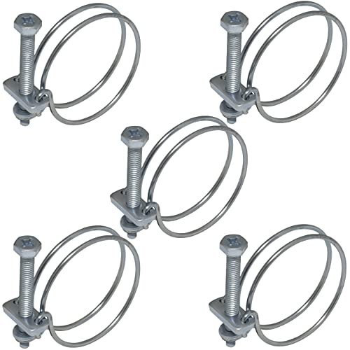 AERZETIX - C63735 - Set di 5 Morsetti di Serraggio a Doppio Filo 28-32mm in Acciaio Colore Argento per Condotti di Aria Guaine Ventilazione Tubo Irrigazione Manutenzione