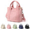HINGTAT Borsa tote per donna in tela di grande capacità multi-tasca borse a tracolla con cerniera borsa a tracolla borsa vintage Tote Shopping Bag per la scuola Shopping Travel, 01-Rosa-Small