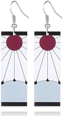 Hanafuda Japanische Ohrringe, rote Sonne, Anime, Cosplay, Schmuck, 1 Paar, Silikon, Kein Edelstein
