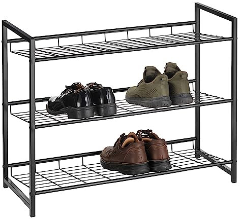 CARO-Möbel Schuhregal Ordo mit 3 Böden, praktischer Schuhständer Schuhablage aus Metall schwarz lackiert