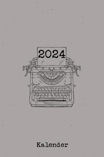 Kalender 2024: Kompakter Jahresplaner Wochenübersicht | A5 | Januar bis Dezember | Ferien, Feiertagen Monatsübersicht und vieles mehr | Organizer und Zeitplaner für 1 Jahr | Retro Schreibmaschine
