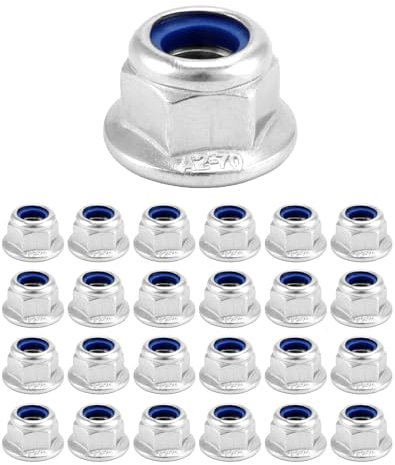 QWORK® 25 Pezzi M8 Dadi Esagonali di Bloccaggio con Flangia - Acciaio Inox 304 (8 mm)