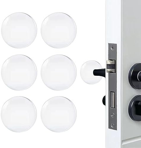 Athyior 6pcs 4cm Door Knob Stoppers - Soft Rubber Handle Stopper Wall Shield Self Adhesive Furniture Protector Door Bumpers for Wall, Desk, Toilet Bowl(Round, Clear)