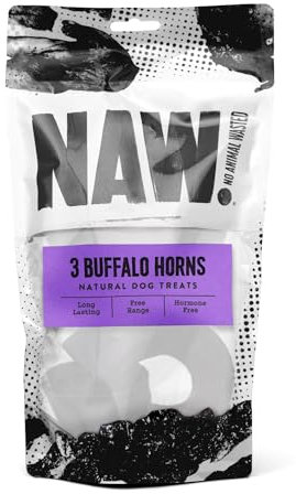 NAW | Buffalo Horns | 3 Pack | Premium Natural Dog Treats | Helps Support Healthy Dental Hygiene | 100% Buffalo | A Leaner Source Of Protein | Dog Chew