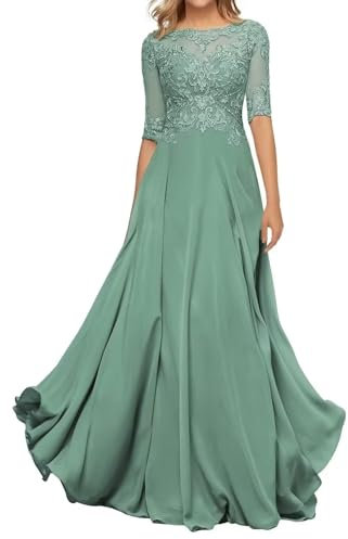 Sincemeet Vestido con Apliques de Encaje para Mujer Vestido Largo de Gasa Vestido de Noche Elegante de Encaje de Una Línea