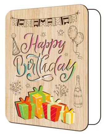 FREEBLOSS Karten aus Holz Geburtstagskarten Hochzeitskarte Holz Gefaltete Grußkarten Grußkarte Hochzeit Holz für Weihnachten Geburtstag 15x20cm