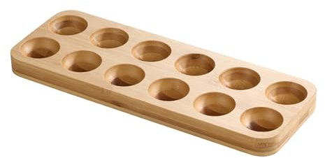 Folpus Wooden Egg Holder Egg Container Rack Egg Organizer Wood Egg Tray for Supermarket, 12 Hole