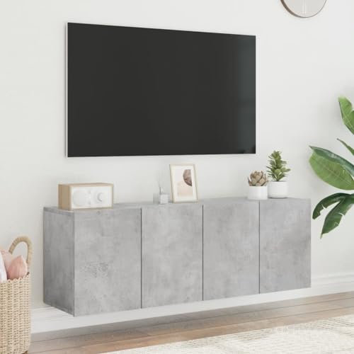Gecheer TV Wandschrank 2 Stk. Wohnwand TV-Schrank TV Möbel Hängeboard TV Lowboard Fernsehschrank Fernsehtisch Hängeschrank Fernsehwand TV Board Hängender Schrank Wohnzimmer Möbel Betongrau 60x30x41 cm