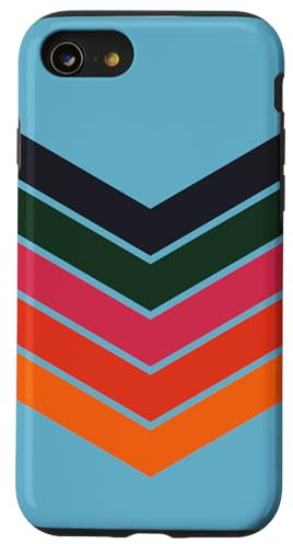 Hülle für iPhone SE (2020) / 7 / 8 Buntes abstraktes gestreiftes 80er-Jahre-Retro-Streifen-Design #049