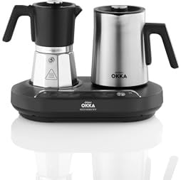 Arzum OKKA Rich Moka Pot Kombi-Kaffeemaschine, Espresso- Und Moka-Zubereiter Mit Integriertem Milchaufschäumer, Patentiertem Rührwerk, 1350 Watt Leistung Und 8 Betriebsmodi