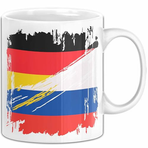 Trendation Russland Deutschland Flagge Halb Deutscher Halb Russe Fußball Germany 2024 Europa Russia (Weiß)