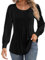 Zeagoo Tunika Bluse Damen Langarm Basic Langärmliges Shirt Elegant Lange Blusenshirt Longshirt Rundhals Tunika Tops