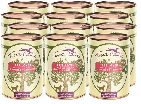 Terra Canis Wild mit Kastanie Love The Planet Nassfutter für Hunde, 12x400g | 100% Lebensmittelqualität aller Rohstoffe, nachhaltige Rezeptur, leicht verdaulich, getreidefrei