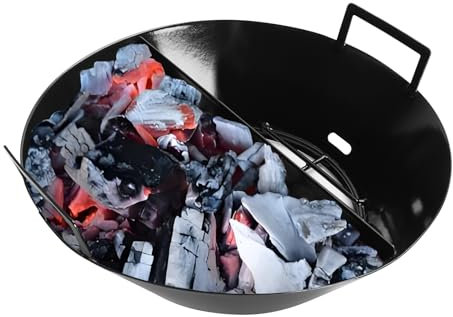 14 Inches Charcoal Basket for Large Big Green Egg, Porcelain Enamel Ash Basket with Divider for Kamado Joe Classic Accessories, Charcoal Holder Replacement Parts for Weber 26 Kettle Charcoal Grills