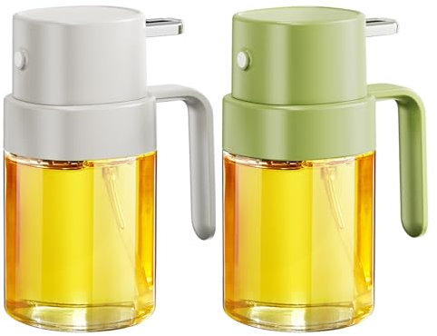 YARRAMATE 2pcs Pulverizador de aceite para cocinar, botella de spray de aceite de 200 ML para la cocina, rociador de aceite de oliva de grado alimenticio, atomizador portátil (Verde Y Blanco)