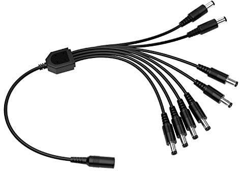 ZOSI DC Output Power Splitter Cable, 1 Female to 8 Male Wire Y Adppter for CCTV Security Cameras, CCTV Accessories, Black