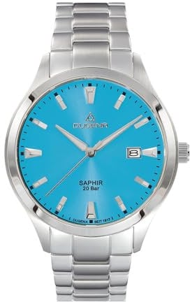 Dugena Herren-Armbanduhr Tresor Master, Quarz, Edelstahl, Saphirglas, wasserdicht, 20 bar, Farbe:Blau