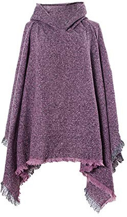 Damen-Schal, warm, lang, große Schals, gestrickt, mit Kapuze, Quaste, kariert, Winter, warm, dick, übergroße Schals, 1 x Violett, One size