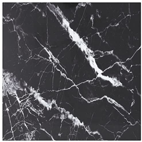 Toshilian Plateau de Table, Dessus de Table Remplacement de Table Noir 60x60 cm 6 mm Verre trempé Design Marbre