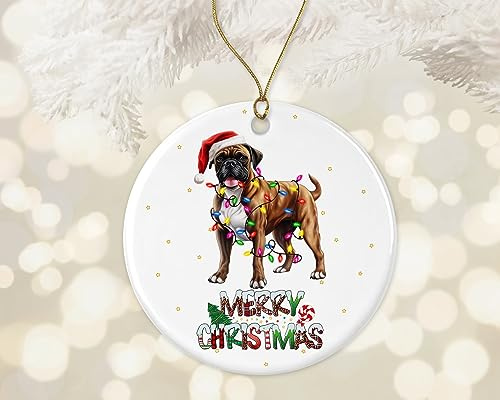 Weihnachtsbaumschmuck 7.3cm, Boxer Hund Erstes Weihnachten Boxer Hund Boxer Frohe Weihnachten Weihnachtsanhänger Premium Christbaumschmuck Anhänger Elegant Weihnachtsschmuck Für Holiday Party