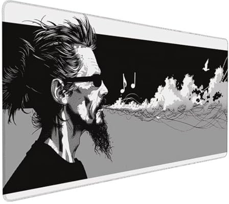 Grau Mousepad XXL 800 x 400 x 3 mm, Groß Gaming Mauspad Karikatur Muster, Schreibtischunterlage rutschfeste Gummibasis, Wasserfest Mouse Pad Vernähte Kanten, Büro Deko, Geschenke für Frauen Z-786