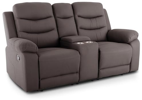 Raburg Kinosessel 2er-Fernsehsessel mit mechanischer Relax- & Liegefunktion, Easy-Lift, Getränkehalter, Snackfach, Komfortpolsterung, je Sitz 130 kg belastbar – Pixx, Mikrofaser|Anthrazit