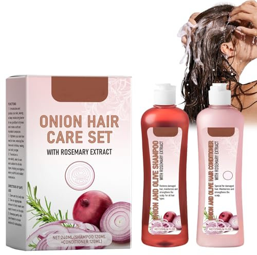 100ml Champú con Biotina + 100ml Acondicionador Hidratante, Shampoo And Treatment Set Con Extractos de Romero y Cebolla, Para Cabellos Dañados y Quebradizos, Nutre las Raíces y Repara el Cabello