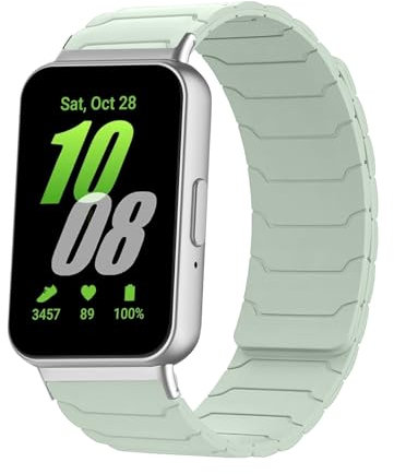 Hinnwer Cinturino Compatibile con Samsung Galaxy Fit 3 per Uomini Donne, Cinturini Magnetico Silicone Sportiva per Samsung Galaxy Fit 3 Verde Menta